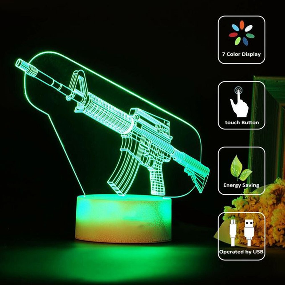 Jogo rifle 3d led night light  - Accessories For Your Gaming Room avaliação e preço